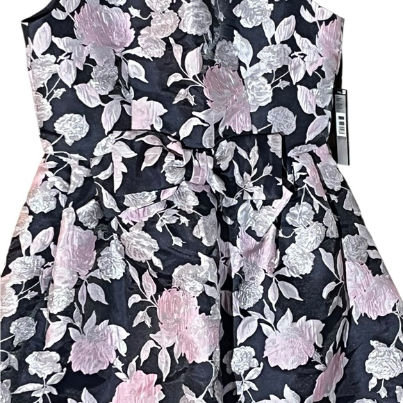NWT TAHARI ASL SLEEVELESS BOW FRONT BLUE PINK FLORAL PRINT DRESS - Picture 5 of 12